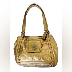 Coach Large Rose Gold Leather Satchel Bag